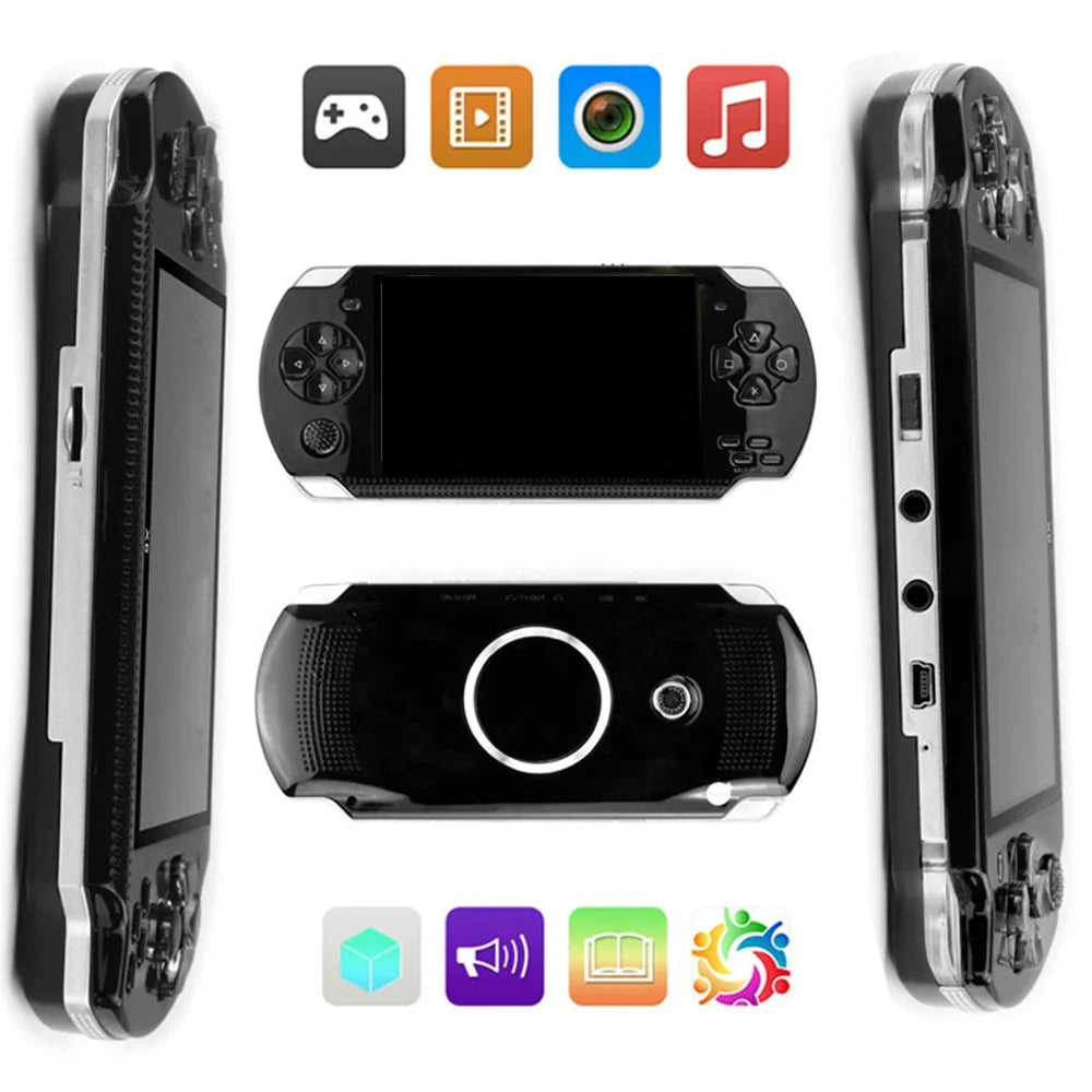 128 Bit Video Game Consoles X6 Handheld Game Console 4.3 Inch Screen Game Machine Real 8GB for Camera, Video, E-book