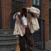 TikTok Most Popular 15 Colors Top Quality Unique Winter Luxurious Cashmere Loose Puffer Bomber Jacket Goose Down Jacket with Natural Red Silver Fox Fur Coat Girls Outerwear Jackets Women Winter Apparel Supplies
