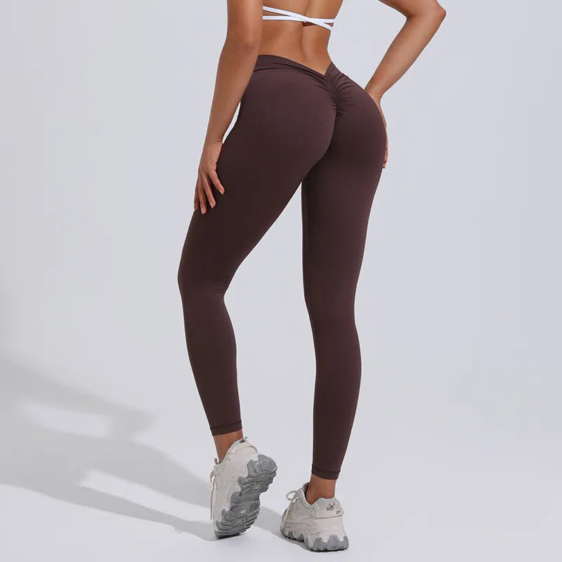 10 Colors S-XL Women's V-Back Scrunch Butt Lifting Leggings Buttery Soft High Waisted Booty Tights Workout Gym Sexy Yoga Pants Women Sports Apparel Supplies