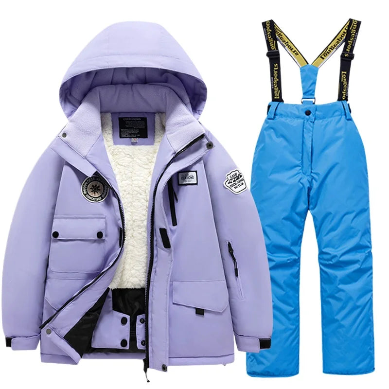 BEST PRICE 2 PCS Set Children's Girls Boys Top Quality Waterproof Ski Jacket + Pants Kids Snowboard Suit Snow Wear Ski Clothes for Kids Ski Suit Ski Clothing