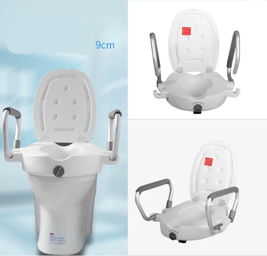 Raised Toilet Seat with Armrest Cover Aluminum Bathroom Safety Equipment for Rehabilitation Therapy Elderly Disable People