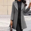 Black/Gray/Yellow Color Top Quality Mid-Length French Version Women's Wool Lapel Thin Autumn Winter Spring Coat Solid Color Slim Office Lady  Woolen Blazer Coats Women Clothing Supplies