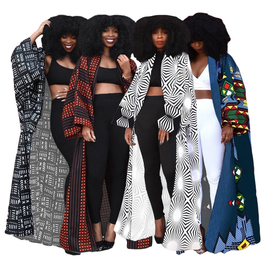 NEW Arrivals S-4XL Plus Size Women's Autumn Spring Long Coat Autumn Winter Retro Hipster Coats Loose Print Cardigan Women Casual Streetwear Clothing Supplies