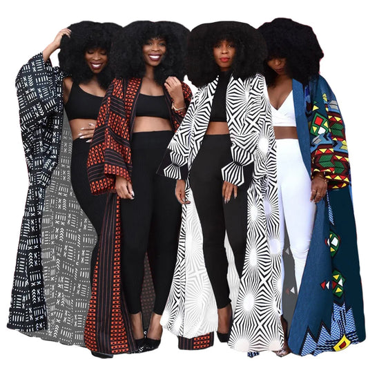 NEW Arrivals S-4XL Plus Size Women's Autumn Spring Long Coat Autumn Winter Retro Hipster Coats Loose Print Cardigan Women Casual Streetwear Clothing Supplies