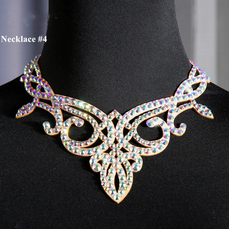 NEW Arrivals 18 Patterns Luxury Belly Dance Sparkle Necklace Jewelry Competition Dancer Accessory Shine Dancing Necklace Stage Performance Costume Egypt Show