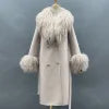 10 Colors Autumn Winter  Wool Cashmere Lady Luxury Coat With Real Natural Soft Fox Fur Collar Wedding Guest Evening Party Ladies Luxury Apparel Supplies