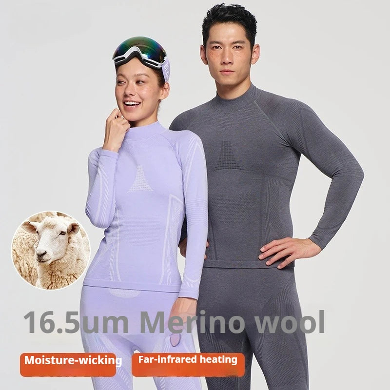 2 PCS Set S-2XL 7 Colors Custom Men's Women's Merino Wool Winter Ski Underwear Quick Dry Outdoor Skiing Riding Hiking Ice Hockey Thermal Underwear Set Winter Sports Apparel Suit