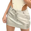100% Genuine Sheepskin Leather Black/Gold/Silvery Color Luxury Shiny Leather Skirts Customized Size Color Women Leather Mini Skirt S-2XL Top Quality Evening Party Night Clubwear Mini Leather Skirts