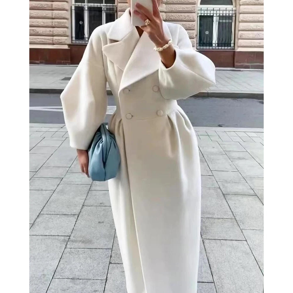 8 Colors S-2XL New Retro Court Style Lantern Sleeve Women's Large Lapel Tweed Jacket Long Coat New Fashion for Wedding Guest Evening Party Business Dinner Prom Luxury Woolen Cotton Maxi Coats Ladies Luxury Apparel Supplies
