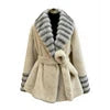 Black/Beige/Brown Color S-2XL Women's Premium Top Quality Artificial  Fur Coat Contrast Striped Wide Lapels Waist-Cinching Slim Fit Adjustable Waistline Eco-Friendly Thick Outerwear Jackets Ladies Luxury Clothing Supplies