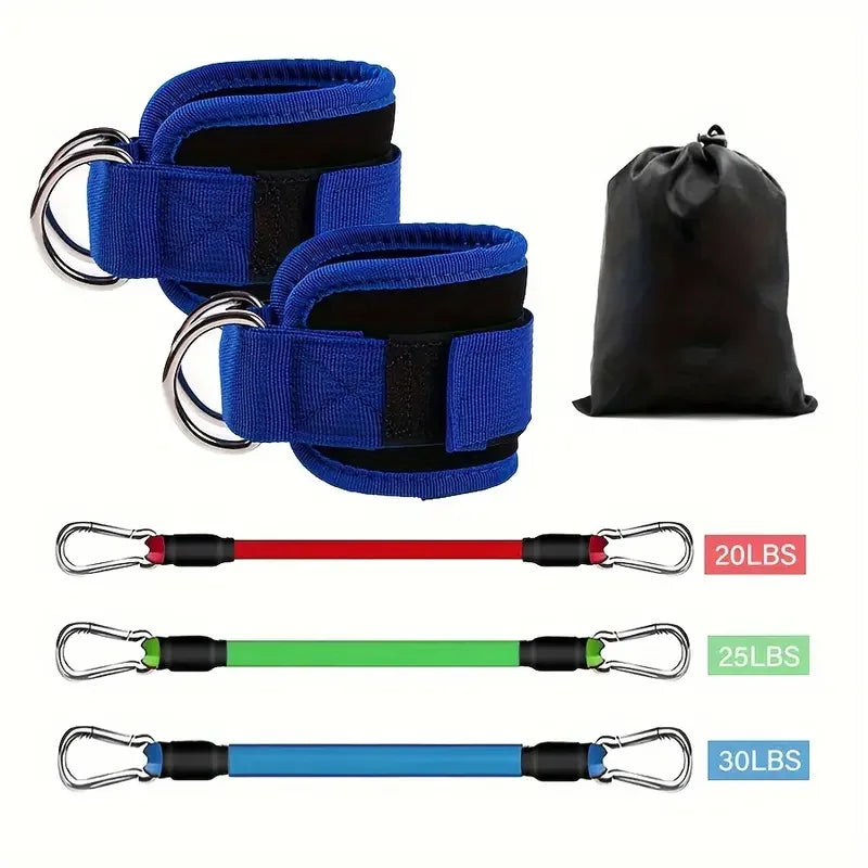 NEW Arrivals 5 Colors, Home Gym Yoga Studio 6 PCS Set TPE Ankle Resistance Bands with Cuffs High Elastic for Glute & Leg Workouts Booty Exercise Equipment Workout Sets