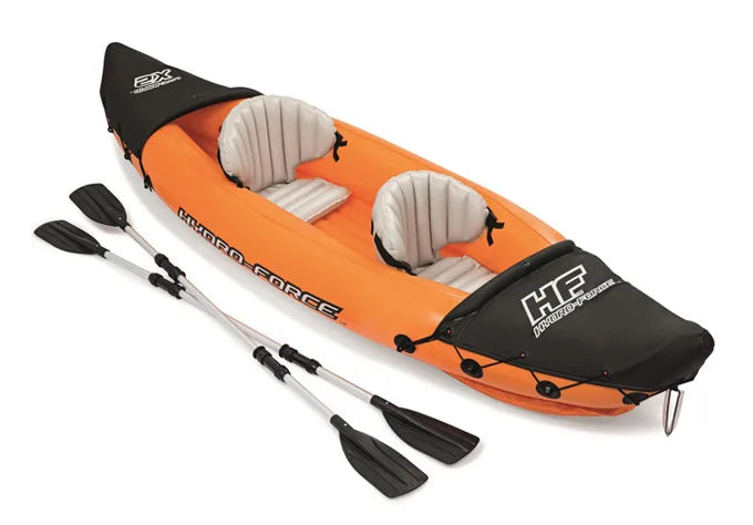 NEW Set 2 Persons Top Quality Inflatable Kayak Canoe Rafting Fishing Boat Portable Water Sport with Paddle + Air Pump and Bag Large Size 321X88cm Orange 2026 for Adults Summer Water Sports Supplies
