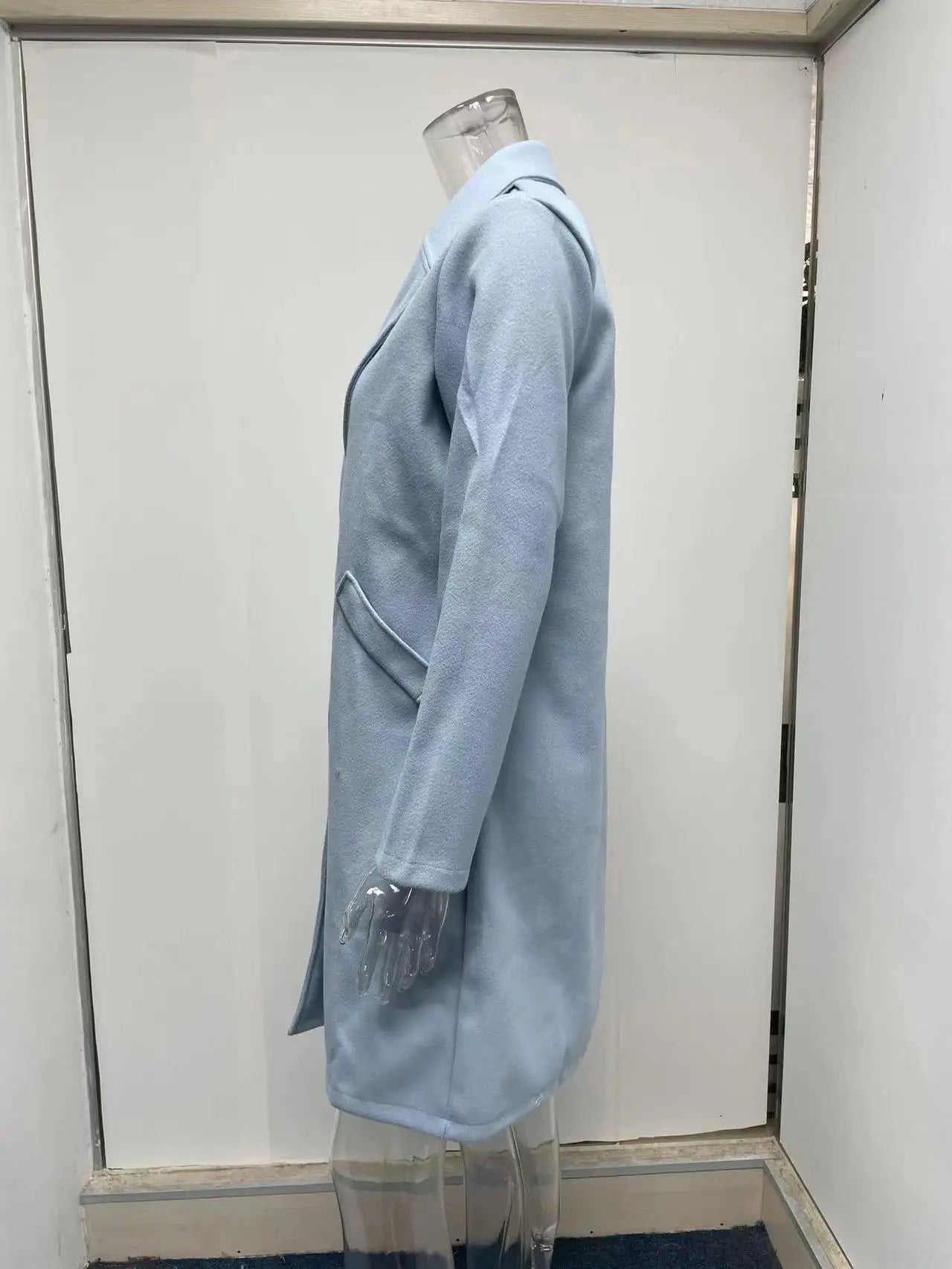 8 Colors S-3XL Women's Autumn Winter Fashion Top Quality Solid Coat Polo Mid Long Button Woolen Coat Single Button Pocket Trench Coat Outerwear Warm Windproof Jackets Ladies Winter Clothing Supplies.