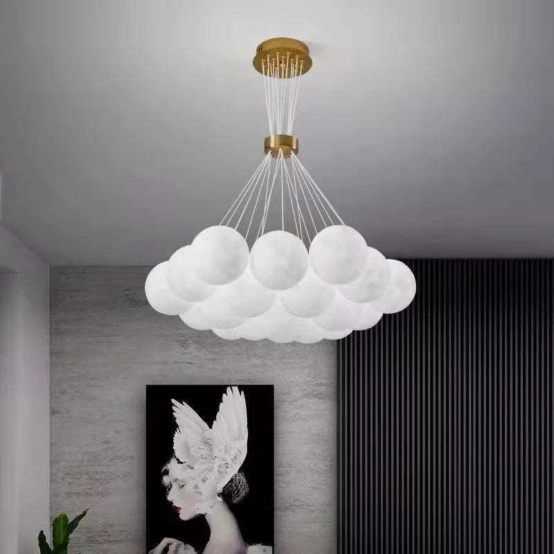 NEW Arrivals Home Living Room Planet Light Bulb Bubble Ball Pendant Lamp Moon Living Room Lamp Creative Glass French Cream Style Nordic Bedroom Lamps Home Lighting Supplies