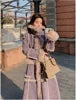 HOT SALE Dark Gray/Purple Color Winter New Women's Top Quality Windbreaker Long Coat  Faux Fur Lined Lamb Wool Puffer Jacket Outerwear Coat Women Winter Clothing Supplies