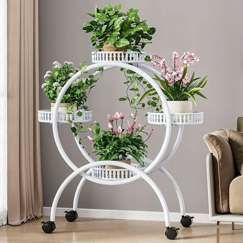 NEW Design Green Radish Iron Multi-Layer Floor-Standing Flower Stand Movable Storage Cage for Plants for Living Room and Balcony Decoration