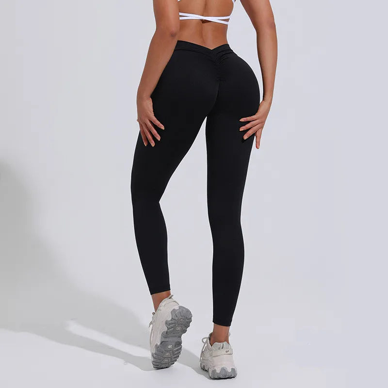 10 Colors S-XL Women's V-Back Scrunch Butt Lifting Leggings Buttery Soft High Waisted Booty Tights Workout Gym Sexy Yoga Pants Women Sports Apparel Supplies