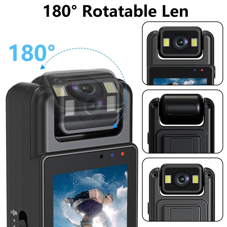NEW Arrivals L12WIFI 180 Degrees Rotation Night Vision Spy Camera Camcorder Outdoor Cycling Hiking Sports Business Conference Video Recording Camera Security Accessories