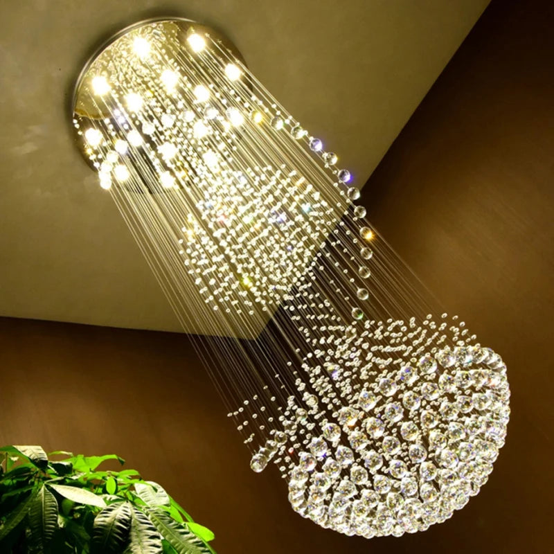 HOT SALE Villa Home Hotel Lobby Luxury K9 Crystal Spiral Chandelier Lights Decorative 5 Year Warranty Foyer Staircase Living Room  Hall Ceiling Lamp Ball Tassel Beads Pendant Lights