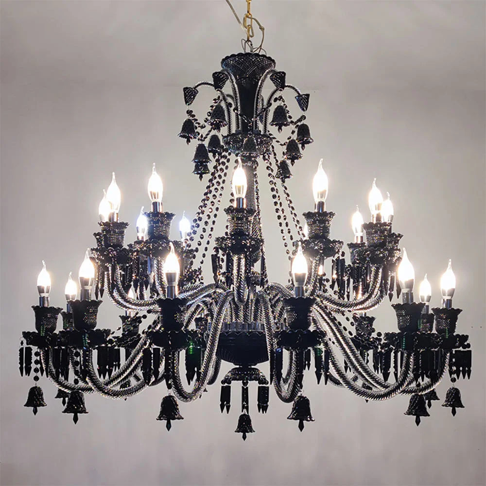 Villa Home Luxury European 10 Lights Black Crystal Chandelier for Living Room Bedroom Duplex Staircase Villa Lobby Creative Atmosphere Hanging Pendant Lights