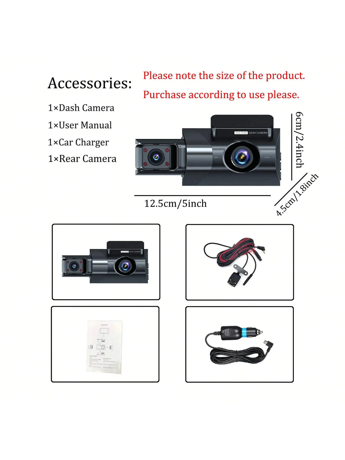 3 Lens Dashcam with WI-FI App Control  1080P Loop Recording Front 1080P Car Camera Mode Dash Camera for Cars Video Playback FHD Cars Vehicle Security Accessories Safety Supplies
