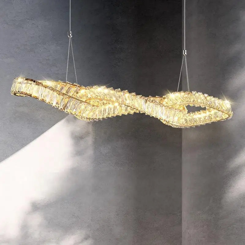 Villa Home Italian Light Luxury Interlocking Crystal Chandelier Hotel Design Sense Modern Restaurant Bar Dining Room  Long Crystal Pendent Lamps Crystal Art Decoration Lights