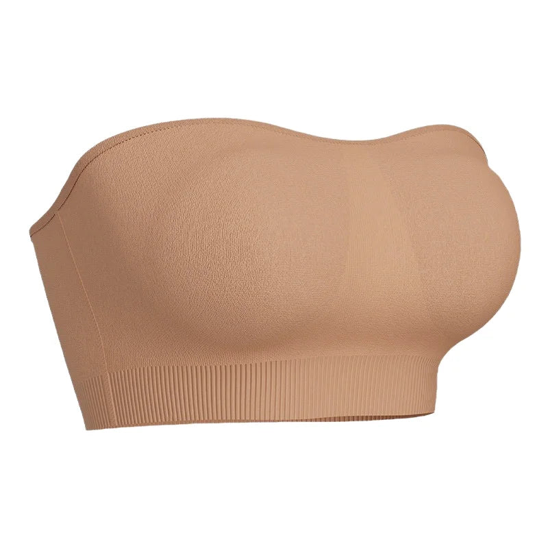 White/Black/Skin Color Xs-2XL Plus Size Seamless Strapless Bra with Non-Slip Tube Wireless Padding Push-Up Feature Wire-Free Support Women Underwear