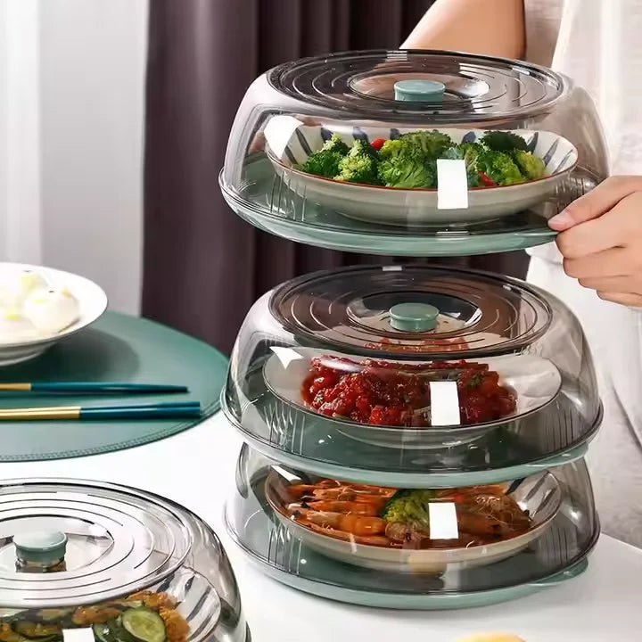 NEW Arrivals 28cm Plastic Microwave Food Plate Container Cover Multi Layer Food Vegetable Cover Heat-Insulated Vegetable Cover Household Kitchenware Accessories