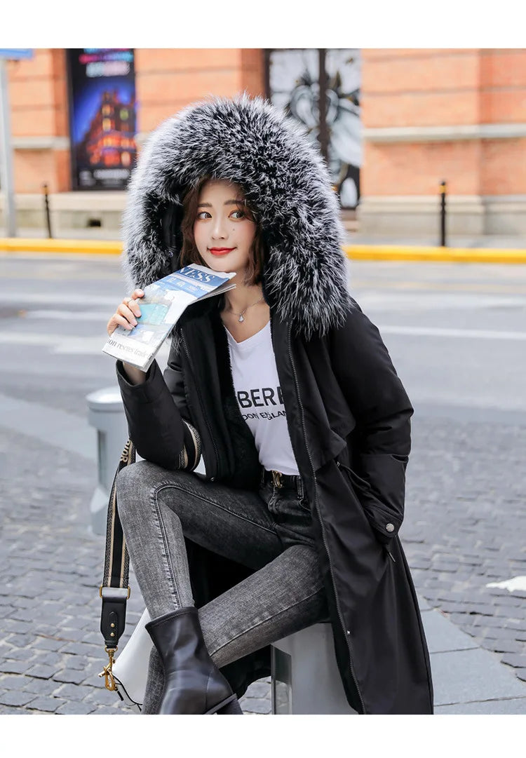 5 Colors Women Clothing Fall Winter Women Fur Coats Warm Long Coat for Women With Thickened Large Collar Female Winter Clothing Supplies