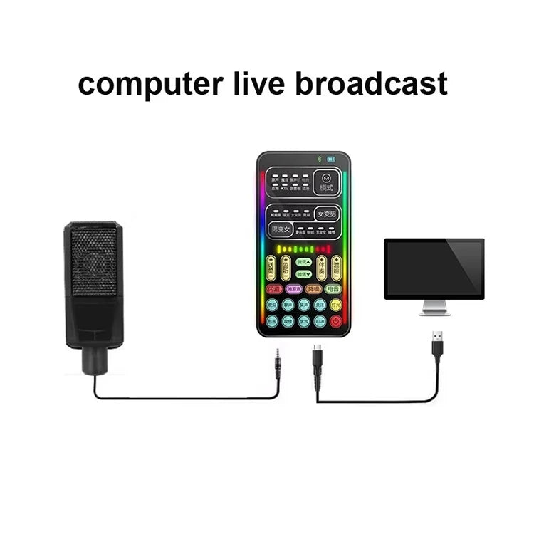Voice Changing Live Sound Effects Mixer Card Voice Changer Mobile Phones Game Device I9 Sound Portable  for Broadcast Live Mobile Computer  Laptop Connecting Electronic Devices Accessories