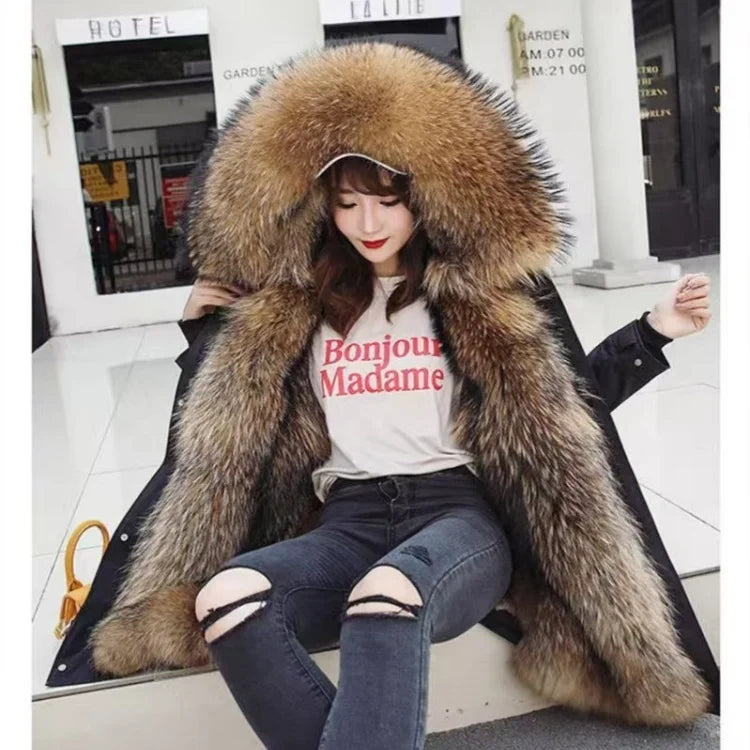 NEW Arrivals 10 Colors M-3XL Chic Winter Ladies Coat Warm Long Waterproof with Faux Fur Liner and Fur Collar Snow Outerwear Jackets Women Winter Fashion Apparel Supplies