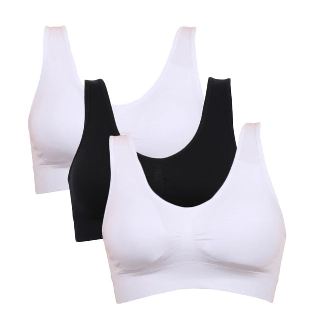 NEW Arrivals 3PCS Set M-5XL Lot Sports Bra Women's Intimates With Pads Plus Size Bras For Women Active Brassiere Push Up Big Size Yoga Sports Vest Wireless BH 5XL