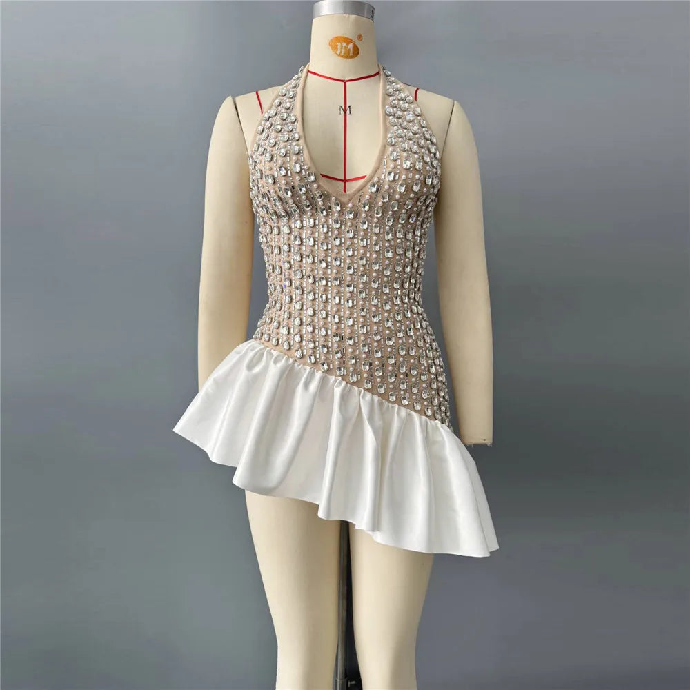 Boutique Gala HOT SALE New Design Rayon Dress Women's Sexy Night Clubwear Evening Prom  Party Wedding Guest Women Hand Beading Sexy Mini Celebrity Gown Ladies Sexy Apparel Supplies