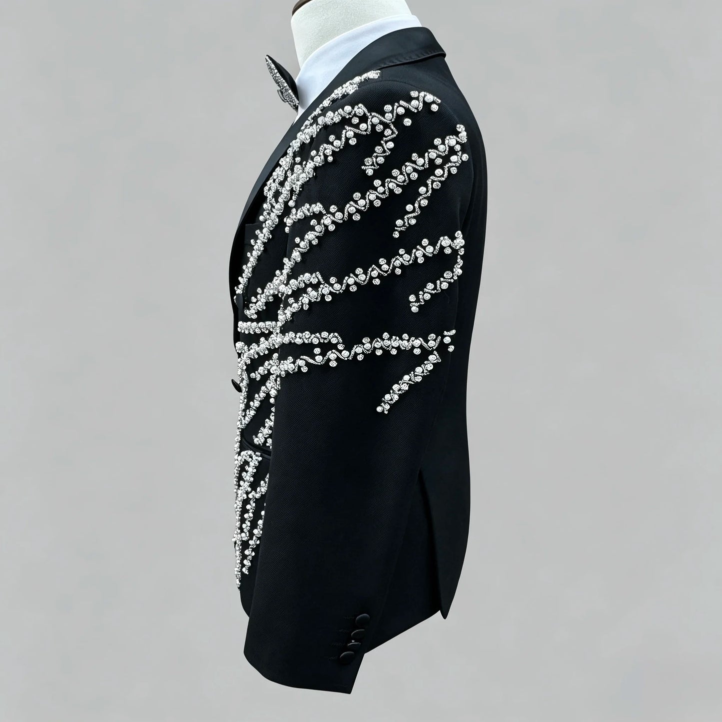 2 PCS Set Xs-3XL Plus Size New Fashion Custom Handmade Luxury Rhinestones Crystal Breathable Tuxedo Blazer Men's Suits Wedding Groom Guest Evening Business Dinner Nightclub Prom Red Carpet Celebrities Male Formal Luxury Appar