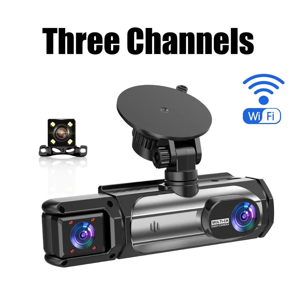 New 3 Lens Car Recording 1080P 150* Angle Driving Recorder Human Motion Sensor Detection Collision Induction Infrared Night Vision Loop Recording Vehicle Safety Devices Security Supplies