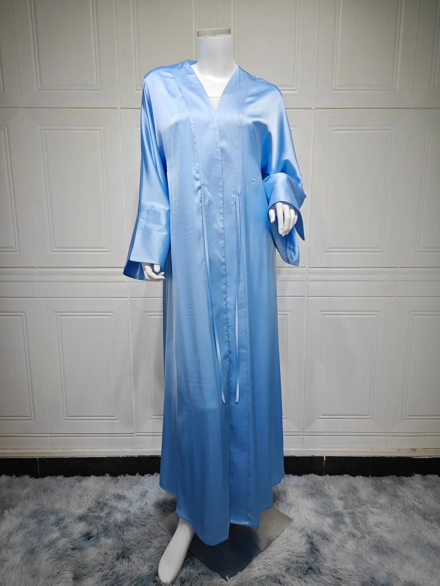 10 Colors S-2XL Plus Size Islamic Arabic Turkish Elegant Modest Breathable Dress Top Coat Eid Al-Adha Robe Islamic Clothing Kimono Open Abaya Dubai Prayer Ramadan Muslim Ladies Apparel Clothing Supplies
