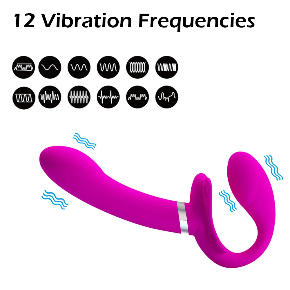 Strapless Strap-on Dildo Vibrators for Women Double-heads Vibrating Penis Lesbian Erotic Toys for Adult Sex Toys for Couples