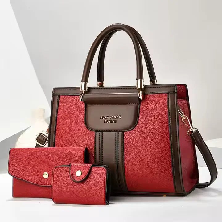 NEW Arrivals 3 PCS Set 8 Colors Best Selling Ladies Shoulder PU Leather Bags Luxury Designer Women's Handbags With a Wallet Purse