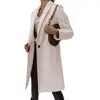 8 Colors S-3XL Women's Autumn Winter Fashion Top Quality Solid Coat Polo Mid Long Button Woolen Coat Single Button Pocket Trench Coat Outerwear Warm Windproof Jackets Ladies Winter Clothing Supplies.