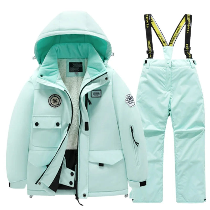 BEST PRICE 2 PCS Set Children's Girls Boys Top Quality Waterproof Ski Jacket + Pants Kids Snowboard Suit Snow Wear Ski Clothes for Kids Ski Suit Ski Clothing