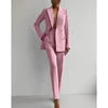 Boutique HOT SALE New Italian Fashion S-2XL 8 Colors Casual Career Double Breasted Long Sleeve Suit Jacket Long Pants Women's Luxury Blazer Top Quality Office Lady Business Dinner Suit Ladies Clothing Supplies.
