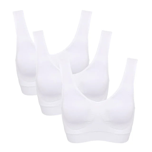NEW Arrivals 3PCS Set M-5XL Lot Sports Bra Women's Intimates With Pads Plus Size Bras For Women Active Brassiere Push Up Big Size Yoga Sports Vest Wireless BH 5XL