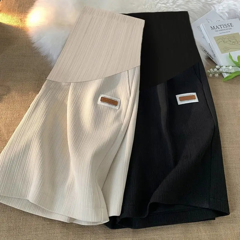 M-3XL Large Size Summer Breathable Casual Pants Ice Silk Maternity Shorts with Pocket for Pregnant Women Outdoor Hiking Fitness Workout Summer Pregnancy Apparel Accessories
