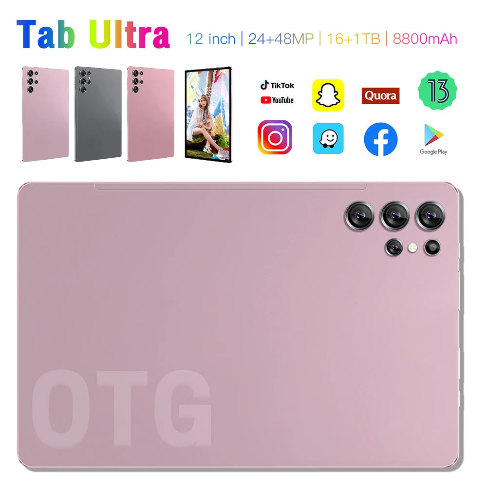 HOT SALE Brand Tab Ultra HDR Tablet 11" AMOLED 120Hz 16GB 1TB Snapdragon 8 108MP 8000mAh 5G 2K Resolution Gaming Drawing Electronic Supplies