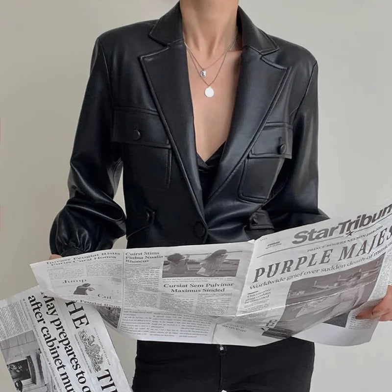 Boutique Gala HOT SALE Green/(Few Units Left) White/Black Color M-2XL Autumn Spring  Women's Real Genuine Leather Jacket Sexy Leather Blazer Evening Party Coat Ladies Luxury Apparel Supplies