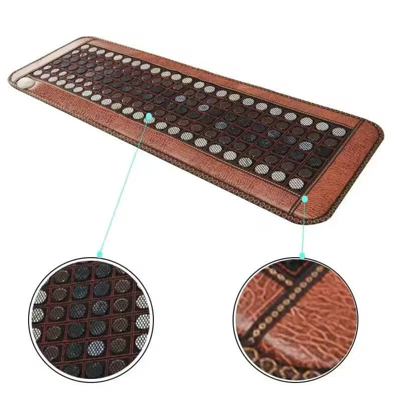 NEW 150*50CM Electric Natural Jade Germanium Stones Heated Mattress Multifunctional Anti-Stress Relaxation Body Pain Relief Therapy Bed Tourmaline Stones Pad Sofa Yoga Mat Health Care Massage Supplies