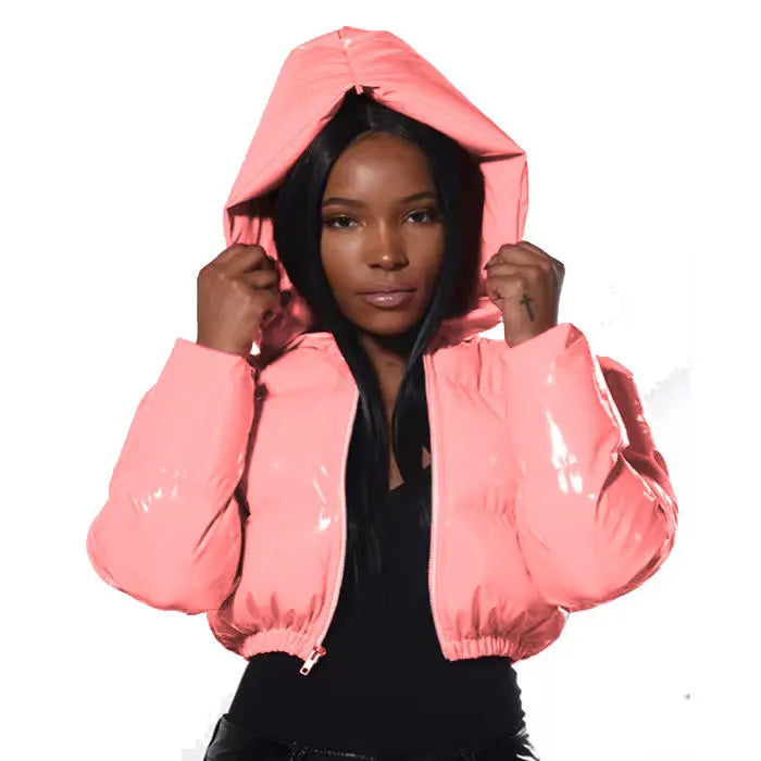 NEW Arrivals S-XL 8 Colors Female Winter Down Coat PU Leather Quilted Parkas Mid-Long Puffer Bomber Cropped Bubble Coats Warm Out Wear Windproof Jackets Women Winter Apparel Supplies