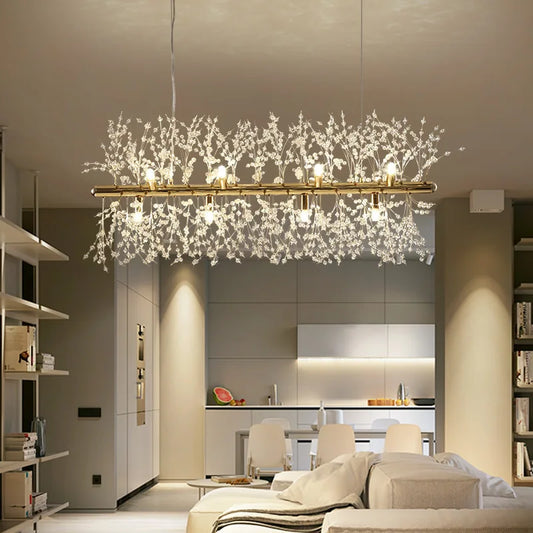 NEW Arrivals Home Villa Salon  Living Room Nordic Luxury Dandelion Crystal Chandelier Modern Bedroom Bar Counter Pendent Lamps Art Decorative Long Dining Table Hanging Ceiling Lights