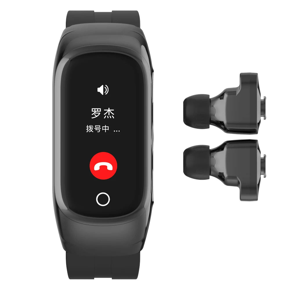 NEW Set 15 Functions Touch Screen APP Control Android + IOS N8 Smart Watch + Headset 2 in 1 Waterproof Intelligent Earphone Bracelet Fitness Watch With Earbuds Wireless Smartwatch Outdoor Running Sport Activities