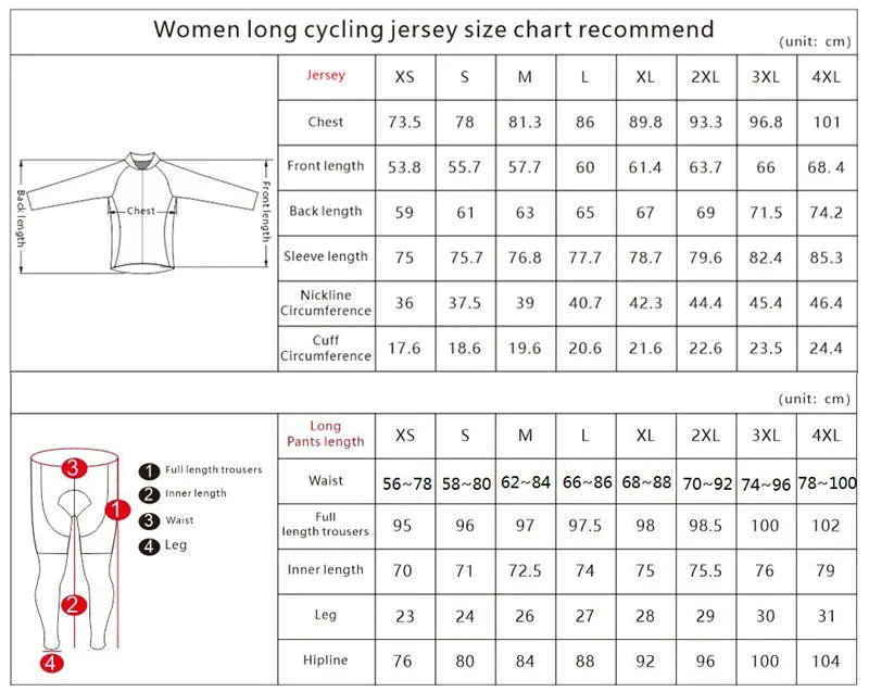 NEW Arrivals S-4XL (Size Smaller Than Usual) Women Cycling Jersey Set Gloves Long Sleeves Head Cap Pants Kits Clothing Long Sleeve MTB Bicycle Racing Apparel Accessories Sports Fashion Clothing Supplies